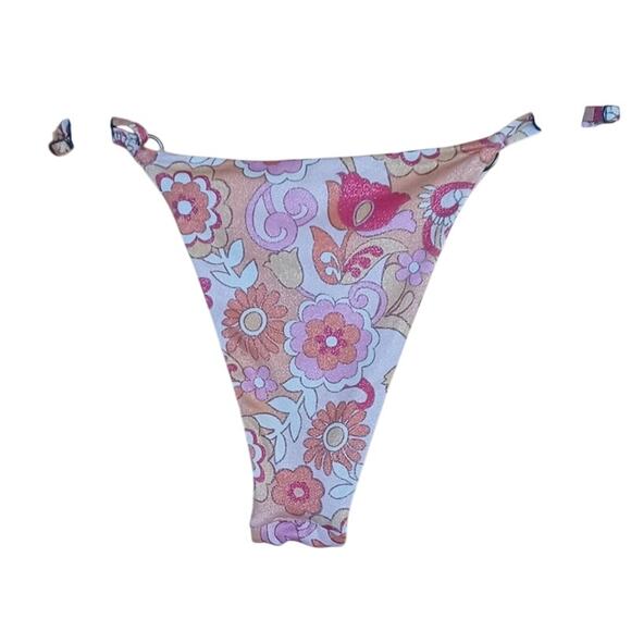 Social Tourist Abercrombie & Fitch Pink Red Glittery Floral Bikini Women's Small - Picture 6 of 10